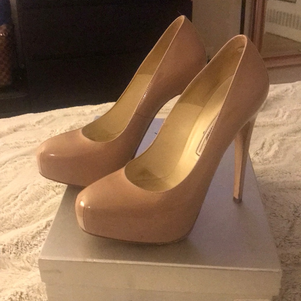 Brian Atwood Scarpa 140MM nude pumps